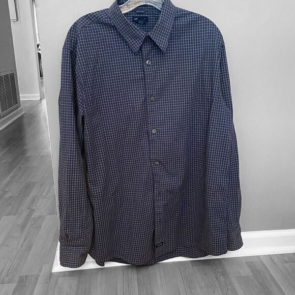 Men’s Structure Blue Check Button Down Shirt Size Medium - Picture 1 of 4